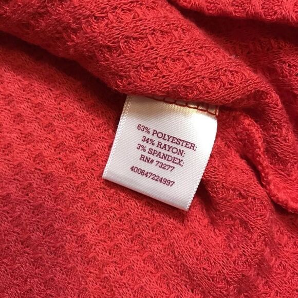 SO Women's Red Relaxed Waffle Knit Long Sleeve Top Blouse Shirt - Size M - Picture 4 of 4